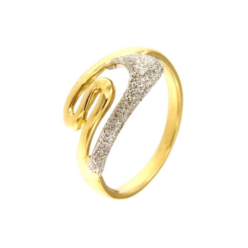 ANELLO DUE ORI 750/1000 TIPO CONTRARI&Egrave; SEMI-DIAMANTATO - MIS. 12 - 