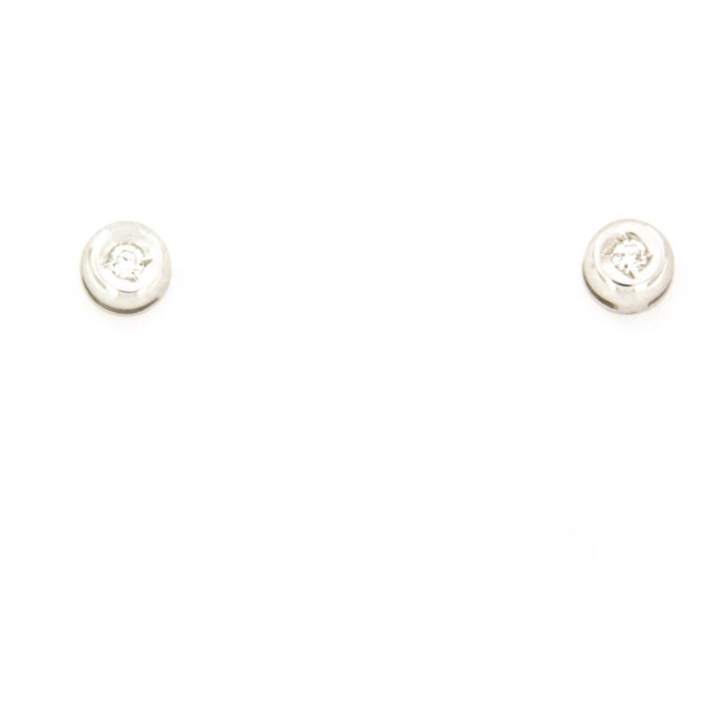 COPPIA ORECCHINI ORO BIANCO 750/1000 PUNTI LUCE A CIPOLLINO CON DIAMANTI TAGLIO BRILLANTE CT 0.03 TOTALI G - SI1 - 
