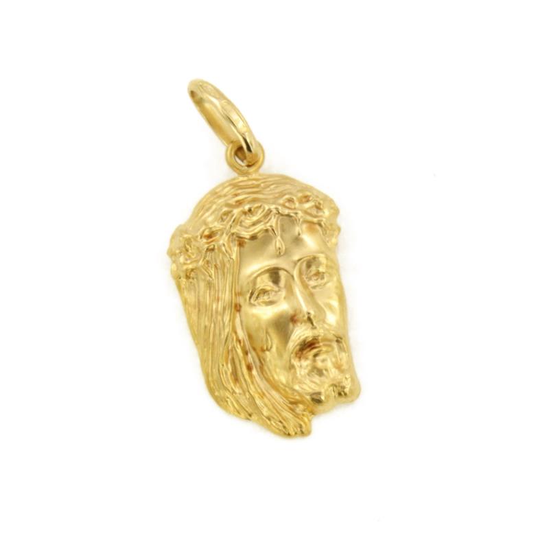 CIONDOLO ORO GIALLO 750/1000 VOLTO DI CRISTO LUCIDO/GREZZO - 
