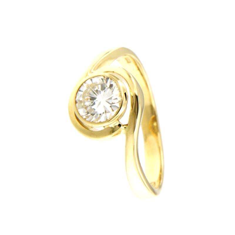 SOLITARIO ORO GIALLO 750/1000 CON DIAMANTE TAGLIO BRILLANTE CT 0.82 J - VS1 - MIS. 14.5 - 