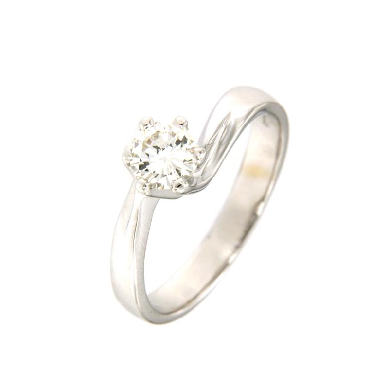 SOLITARIO ORO BIANCO 750/1000 CON DIAMANTE T. BRILLANTE CT 0.70 J - VS  -  MIS. 17.5 - 