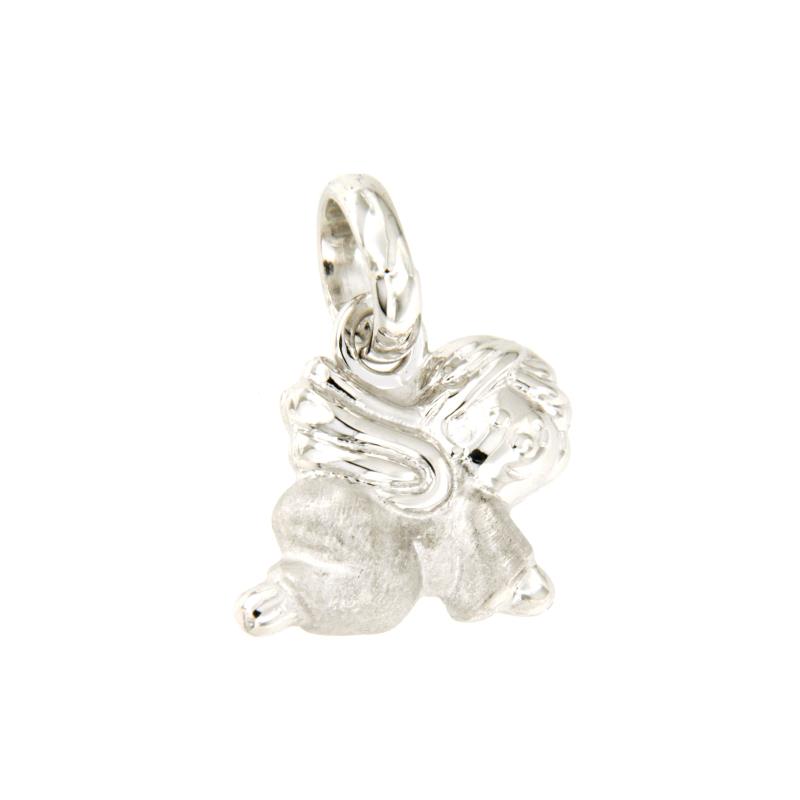 CIONDOLO ORO BIANCO 750/1000 ANGIOLETTO SEMI-SATINATO - 