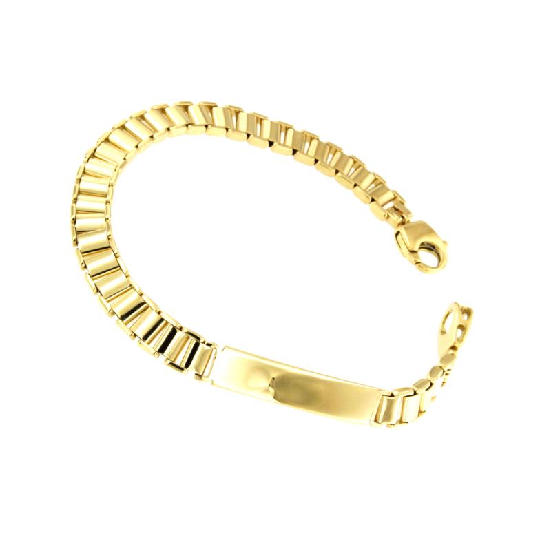 BRACCIALE ORO GIALLO 750/1000 MAGLIA SEMI-RIGIDA CON TARGHETTA - CM. 20 - 