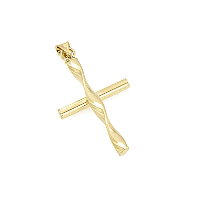 CIONDOLO ORO GIALLO 750/1000 CROCE SEMI-RITORTA - 