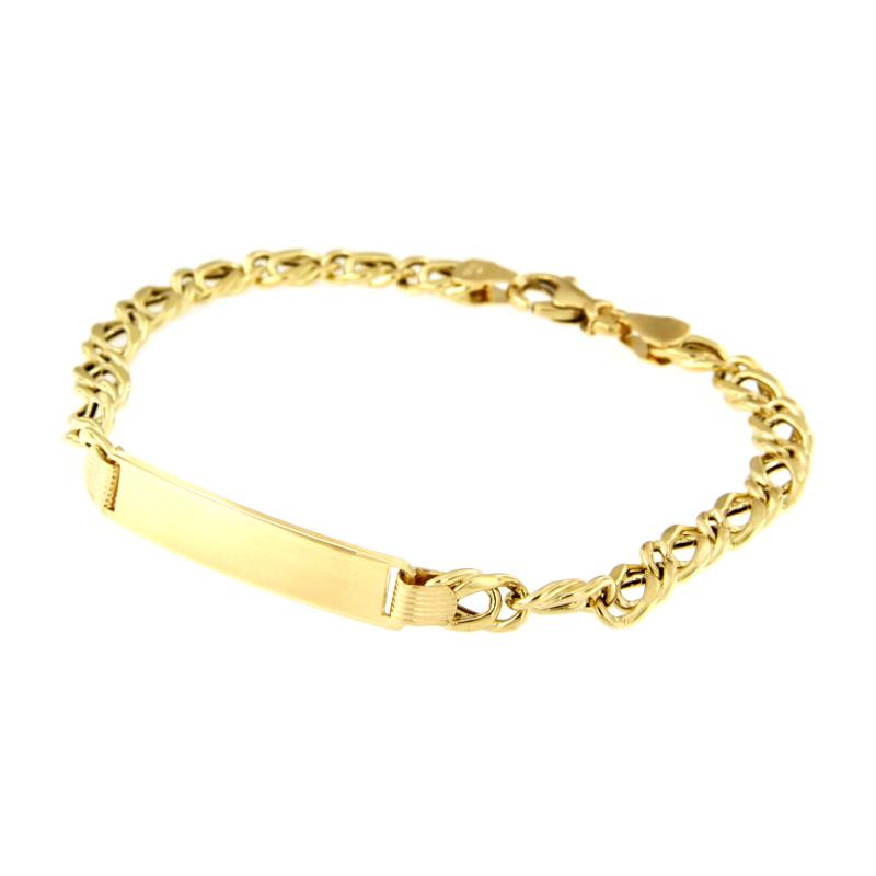 BRACCIALE ORO GIALLO 750/1000 MAGLIA GRUMETTA DOPPIA CON TARGHETTA - CM 20 - 