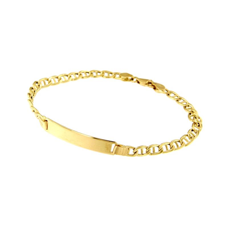 BRACCIALE ORO GIALLO 750/1000 MAGLIA GRUMETTA CON TRAVERSINO E CON TARGHETTA - CM 20 - 