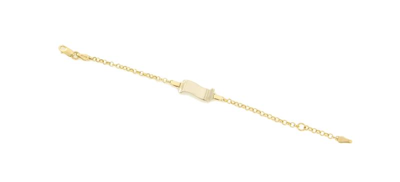 BRACCIALE DUE ORI 750/1000 MAGLIA ROL&Ograve; CON TARGHETTA SEMI-SATINATA - CM. 14.5 - 