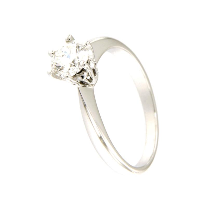 SOLITARIO ORO BIANCO 750/1000 CON DIAMANTE TAGLIO BRILLANTE CT 0.80 G - VS2 - MIS. 15.5 - 
