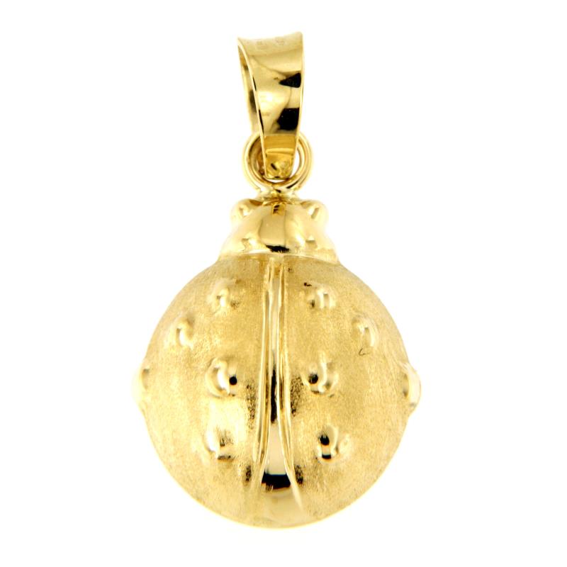 CIONDOLO ORO GIALLO 750/1000 COCCINELLA SEMI-SATINATA - 
