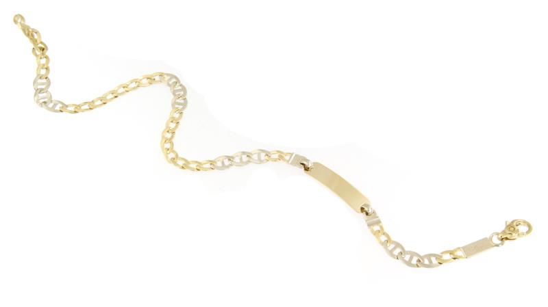 BRACCIALE DUE ORI 750/1000 MAGLIA 8+3 CON TARGHETTA - CM. 19 - 