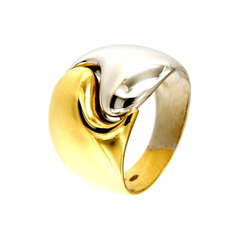 ANELLO DUE ORI 750/1000 FASCIONE AD INCASTRO - MIS. 16 - 