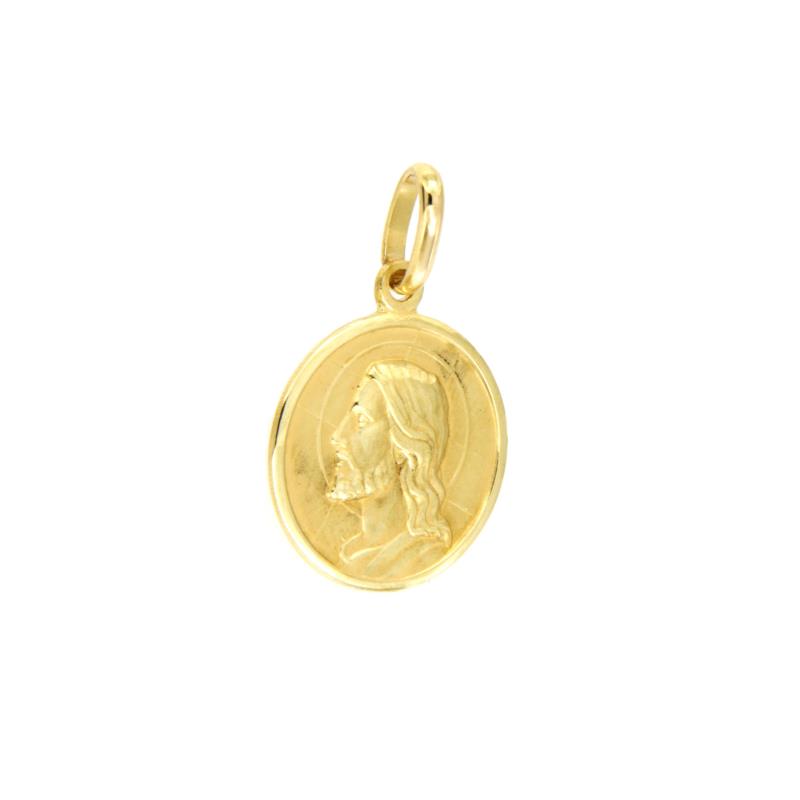 MEDAGLIETTA RELIGIOSA ORO GIALLO 750/1000 TONDA CON CRISTO - 