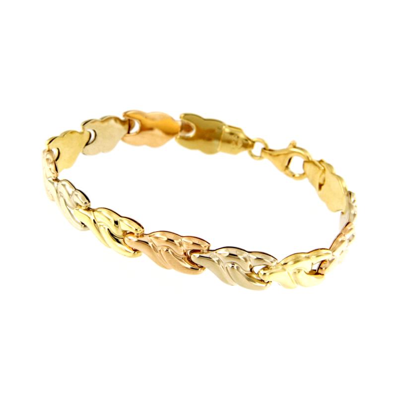 BRACCIALE TRE ORI 750/1000 MAGLIA A SEGMENTI - CM 19 - 