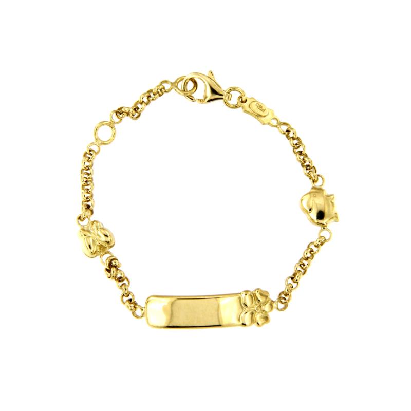 BRACCIALE ORO GIALLO 750/1000 MAGLIA ROLÒ CON TARGHETTA - CM. 14 - 