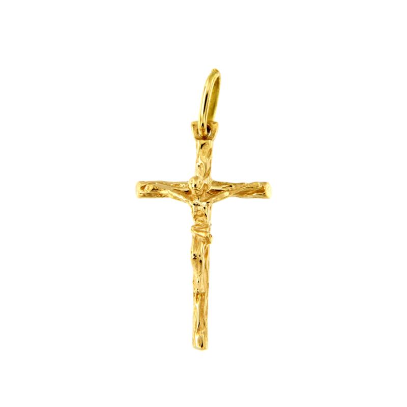 CIONDOLO ORO GIALLO 750/1000 CROCIFISSO MARTELLATO - 