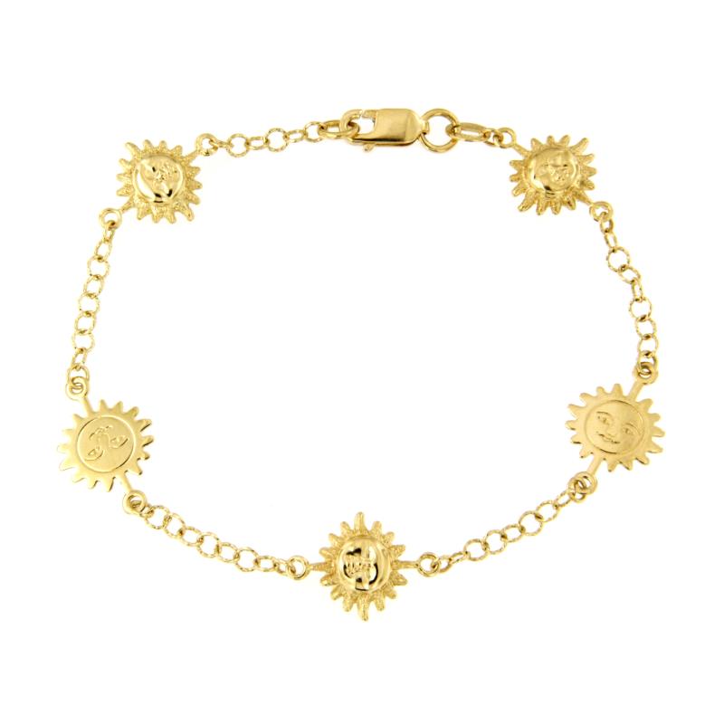 BRACCIALE ORO GIALLO 750/1000 MAGLIA ROLÒ CON SOLI SEMI-DIAMANTATI - CM 18 - 