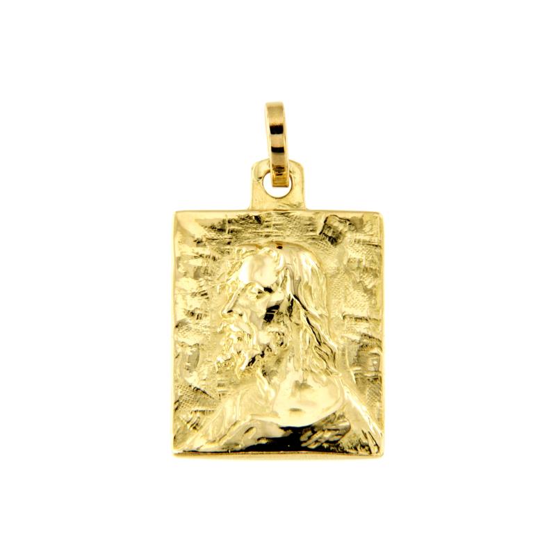 MEDAGLIA RELIGIOSA ORO GIALLO 750/1000 VOLTO DI CRISTO SEMI-ZIGRINATO - 