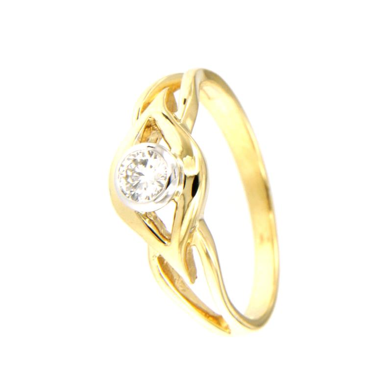 SOLITARIO DUE ORI 750/1000 CON DIAMANTE TAGLIO BRILLANTE CT 0.25 G - VS - MIS. 15  - 