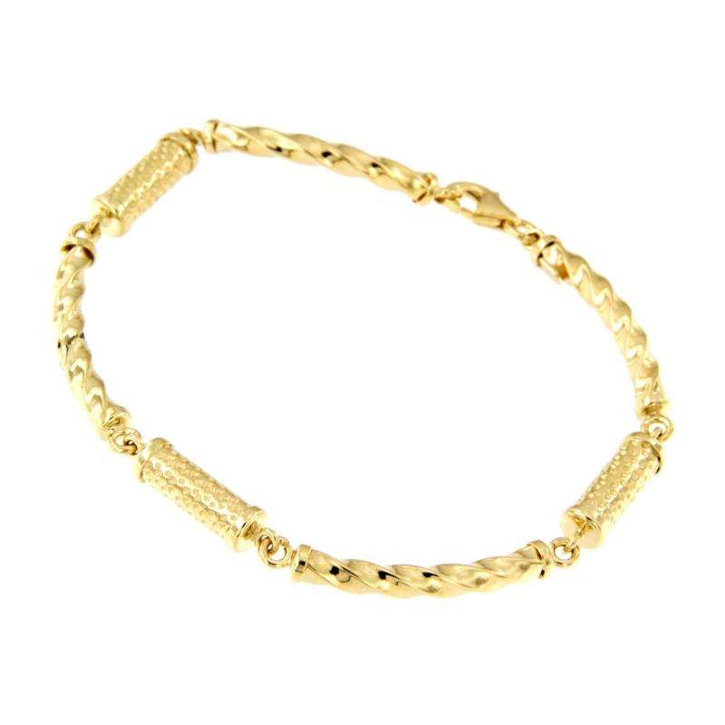 BRACCIALE ORO GIALLO 750/1000 MAGLIA A SEGMENTI SEMIRIGIDI RITORTI - CM 18 - 