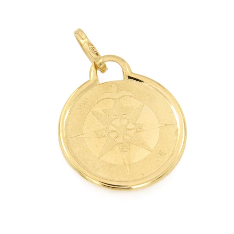 CIONDOLO ORO GIALLO 750/1000 TONDO ROSA DEI VENTI - 