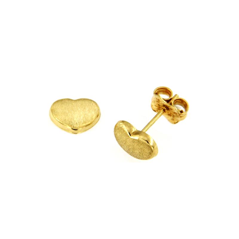 COPPIA ORECCHINI ORO GIALLO 750/1000 CUORI SEMI-SATINATI - 