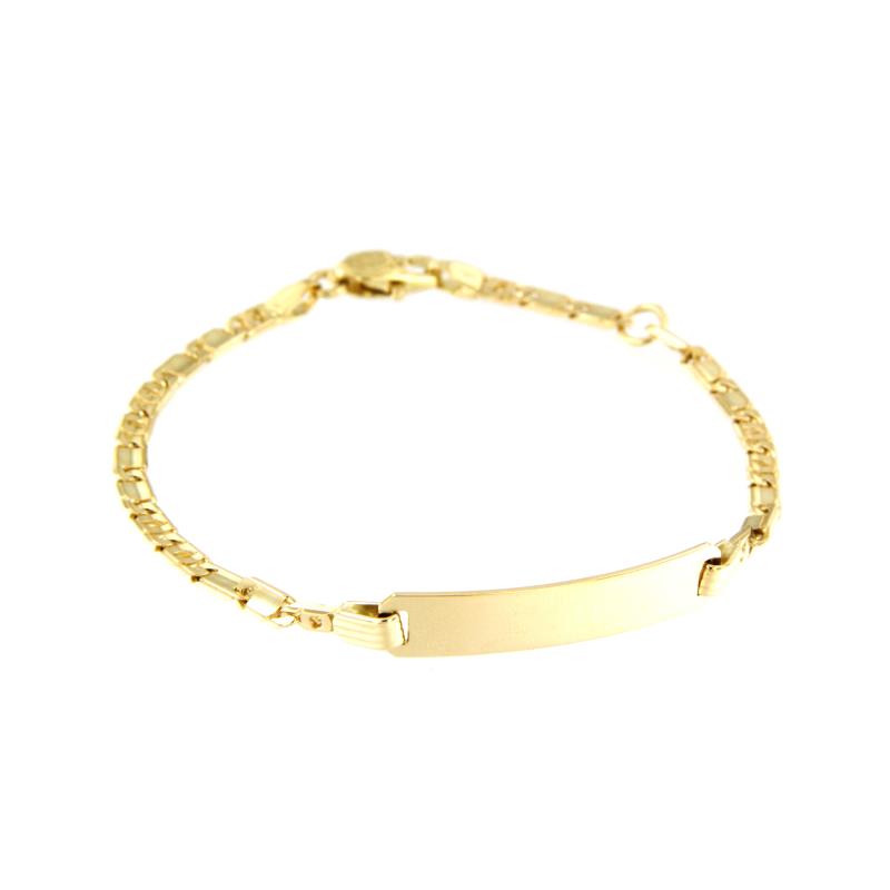 BRACCIALE ORO GIALLO 750/1000 CON TARGHETTA E MAGLIA 2+2 - CM. 16 - 