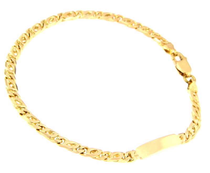 BRACCIALE ORO GIALLO 750/1000 MAGLIA GRUMETTA DOPPIA CON TARGHETTA - CM 19 - 