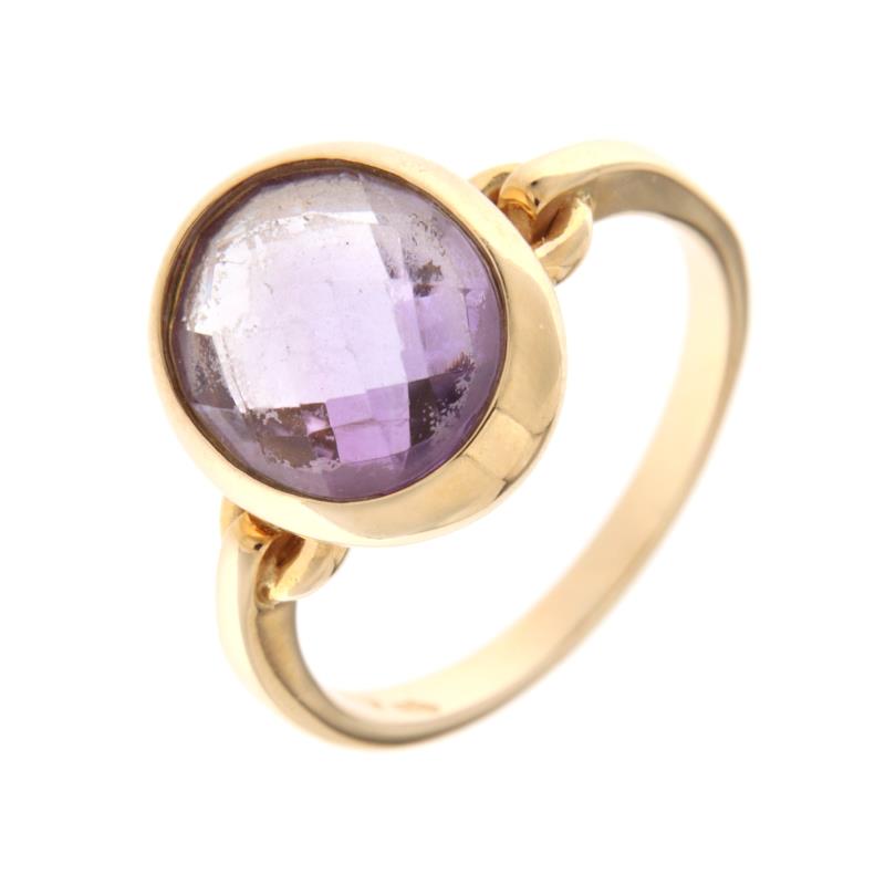 ANELLO ORO ROSA 750/1000 CON AMETISTA BRIOL&Egrave; - MIS. 16.5 - 