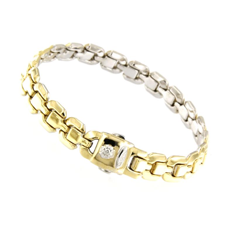 CHIMENTO - BRACCIALE - DUE ORI 750/1000 - DOUBLE FACE CON DIAMANTE TAGLIO BRILLANTE CT 0,02 H - VS - CM. 19.5 - CHIMENTO