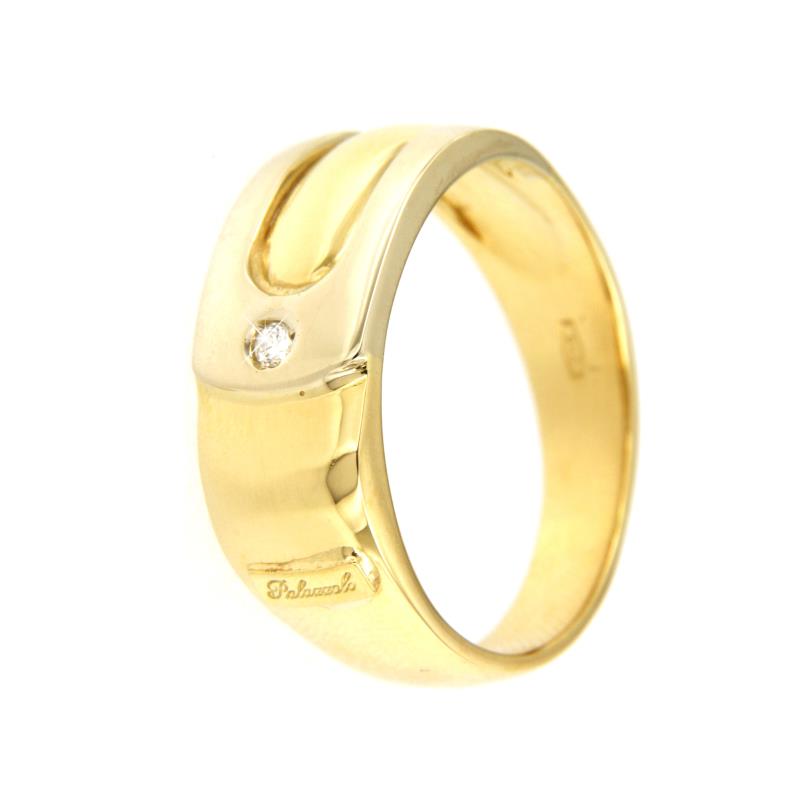ANELLO DUE ORI 750/1000 CON DIAMANTE TAGLIO BRILLANTE CT 0.03 H - SI1 - MIS. 22.5 - 