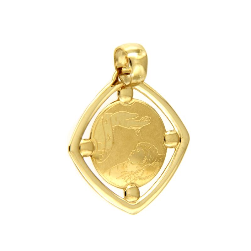 MEDAGLIETTA RELIGIOSA ORO GIALLO 750/1000 BATTESIMO - 