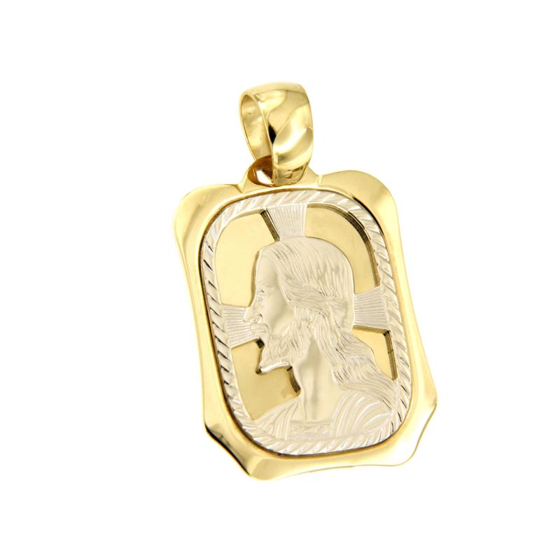 MEDAGLIETTA RELIGIOSA DUE ORI 750/1000 VOLTO DI CRISTO - 