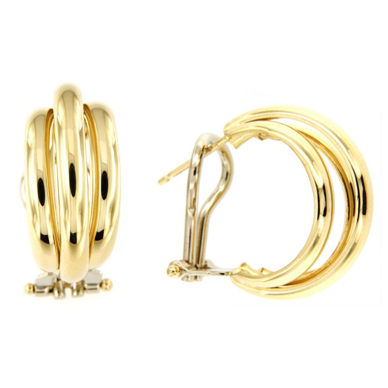 COPPIA ORECCHINI ORO GIALLO 750/1000 TRE FILI A CLIPS - 