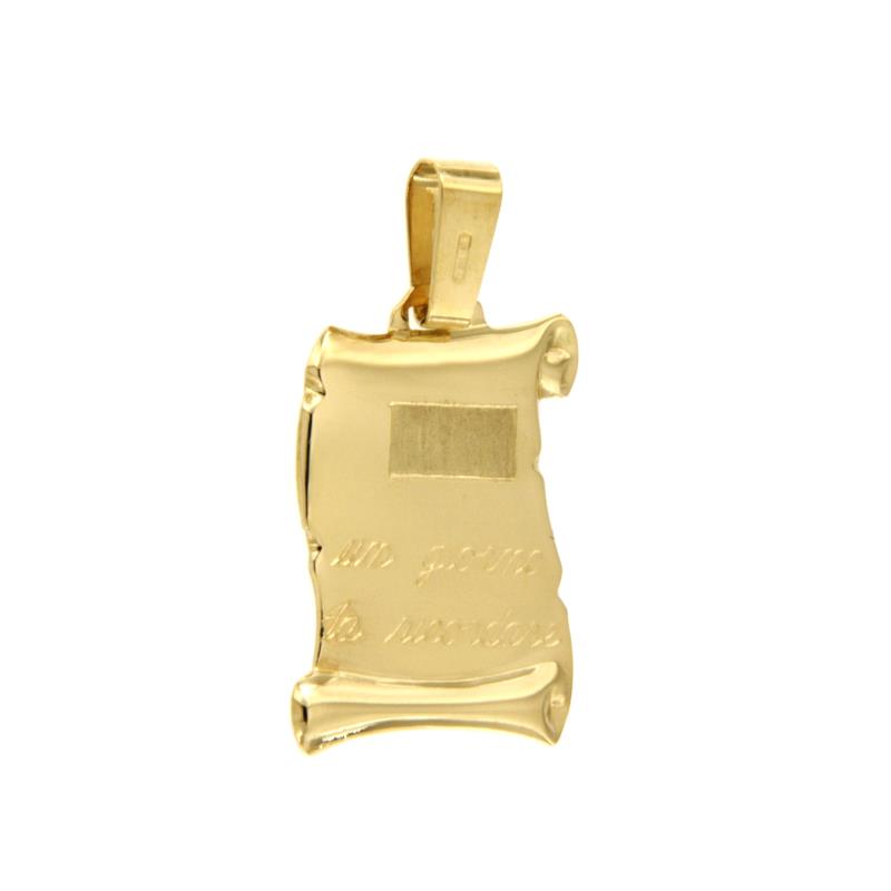 CIONDOLO ORO GIALLO 750/1000 PERGAMENA "UN GIORNO DA RICORDARE" - 