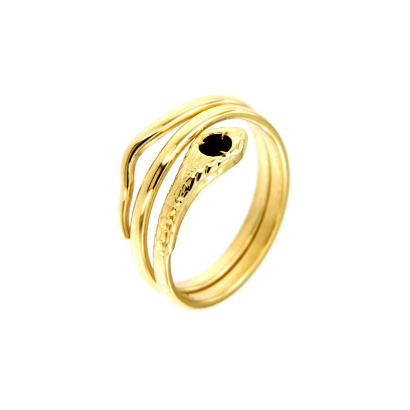 ANELLO ORO GIALLO 750/1000 SERPENTE CON SINTESI ROSSA - MIS. 6 - 