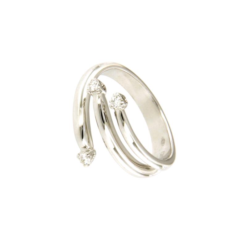 TRILOGY ORO BIANCO 750/1000 CON DIAMANTI TAGLIO BRILLANTE CT 0.09 TOTALI G - VS - MIS. 14 - 