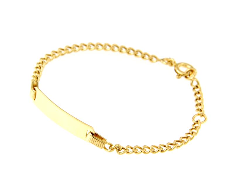 BRACCIALE ORO GIALLO 750/1000 MAGLIA GRUMETTA CON TARGHETTA - CM 14 - 