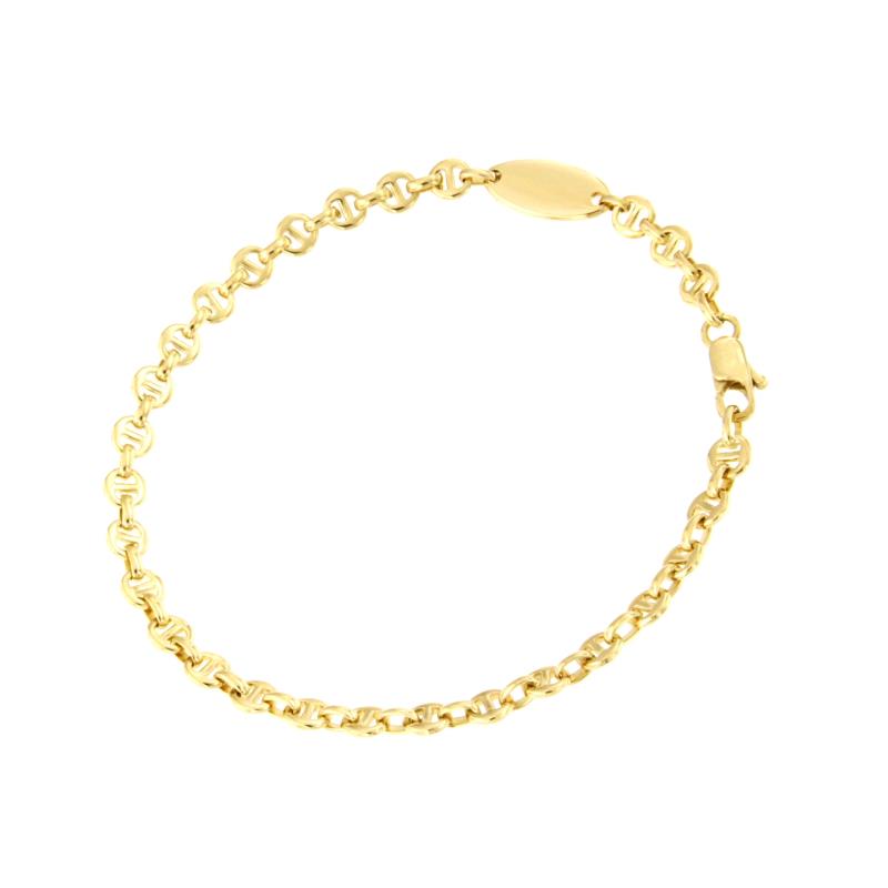 BRACCIALE ORO GIALLO 750/1000 MAGLIA TIPO MARINA CON TARGHETTA - CM. 18.5 - 