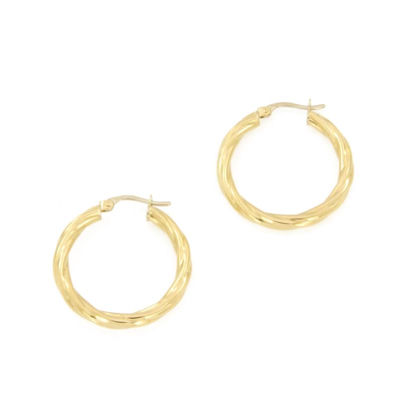 COPPIA ORECCHINI ORO GIALLO 750/1000 CERCHI RITORTI - 