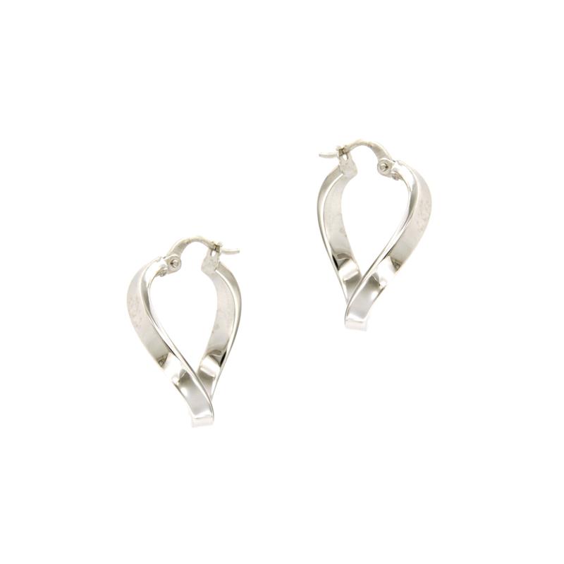 COPPIA ORECCHINI ORO BIANCO 750/1000 CERCHI RITORTI - 