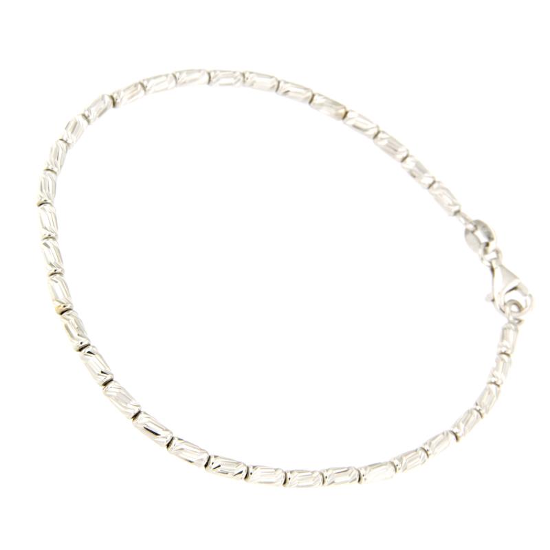 BRACCIALE ORO BIANCO 750/1000 MAGLIA A TUBICINI - CM. 19 - 