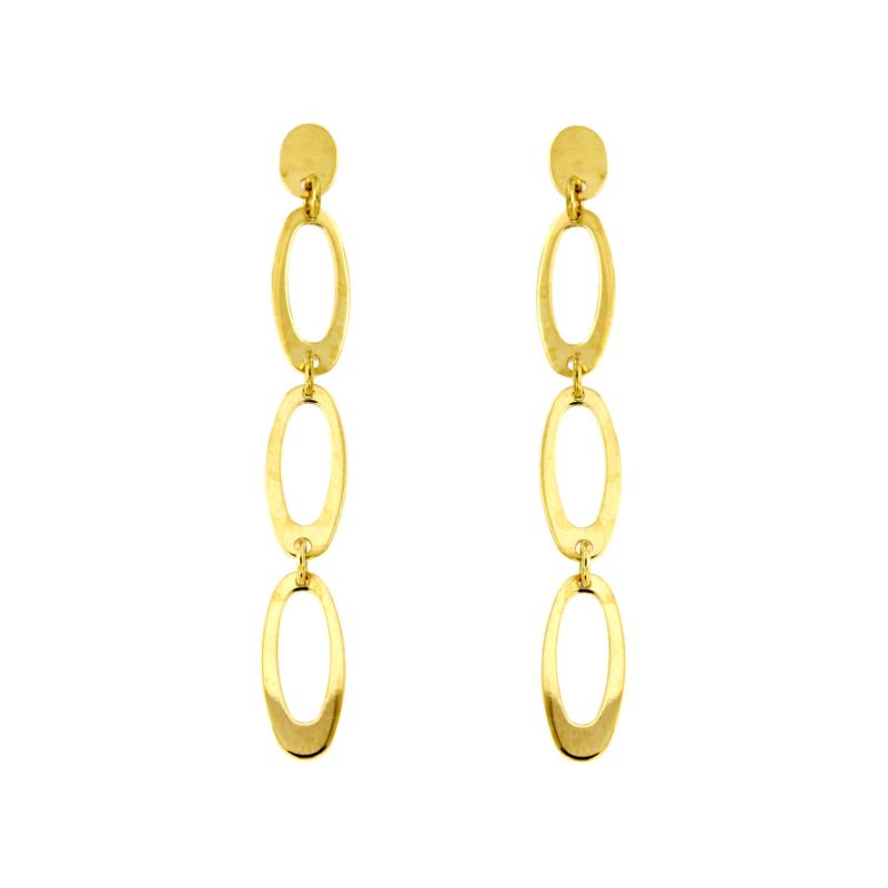 ORECCHINI ORO GIALLO 750/1000 TRIPLI OVALI PENDENTI - 