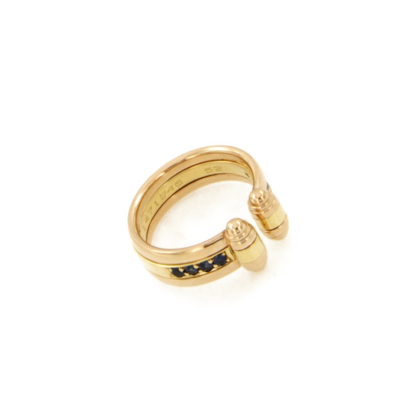 ANELLO - DUE ORI 750/1000 - MOD. SCHIAVA CON ZAFFIRI - MIS. 12 (SOLO + 1 MISURA) - 