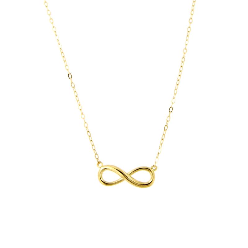 CATENINA ORO GIALLO 750/1000 MAGLIA ROL&Ograve; DIAMANTATA CON SIMBOLO INFINITO - CM 45 - 