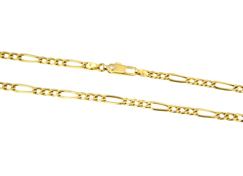 CATENA ORO GIALLO 750/1000 MAGLIA 3+1 CON ZIRCONE SU CHIUSURA - CM. 50 - 