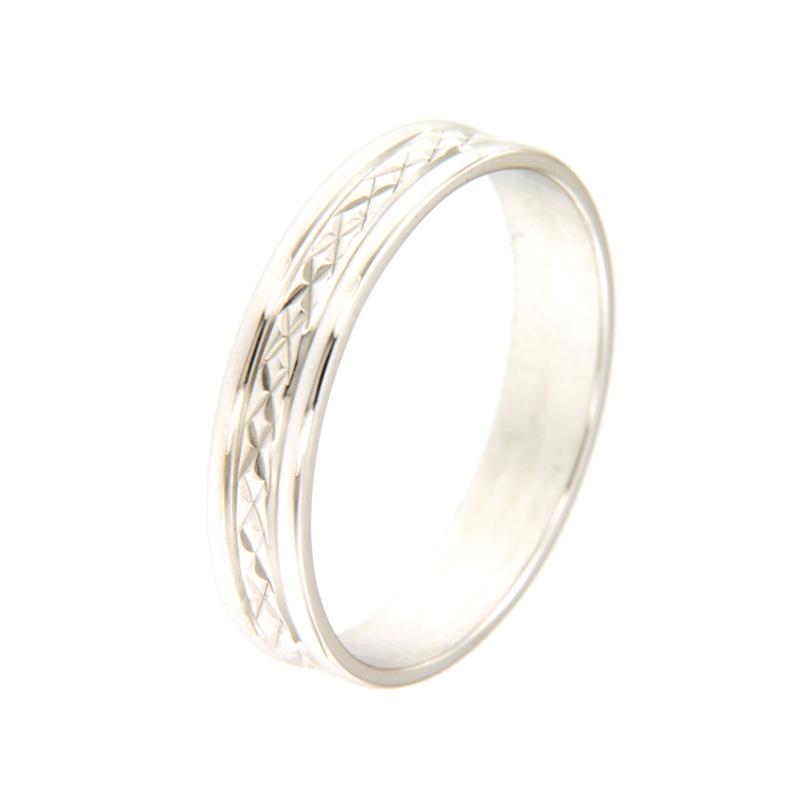 ANELLO ORO BIANCO 750/1000 - FEDINA ZIGRINATA - MIS 16 - 