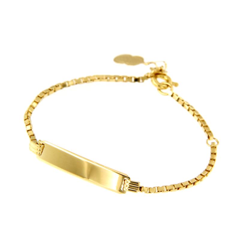 BRACCIALE ORO GIALLO 750/1000 MAGLIA VENETA CON TARGHETTA - CM 14.5 - 