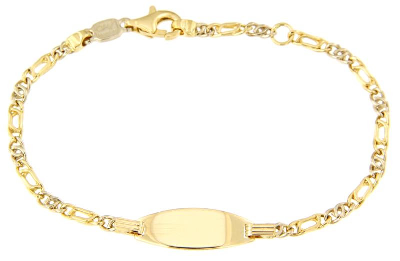 BRACCIALE DUE ORI 750/1000 MAGLIA 1+1 CON TARGHETTA - CM 15.5 - 