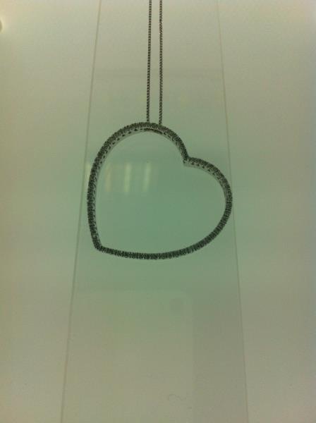 CATENA CON PENDENTE ORO BIANCO 750/1000 CUORE CON 65 DIAMANTI 0.005 CAD - 