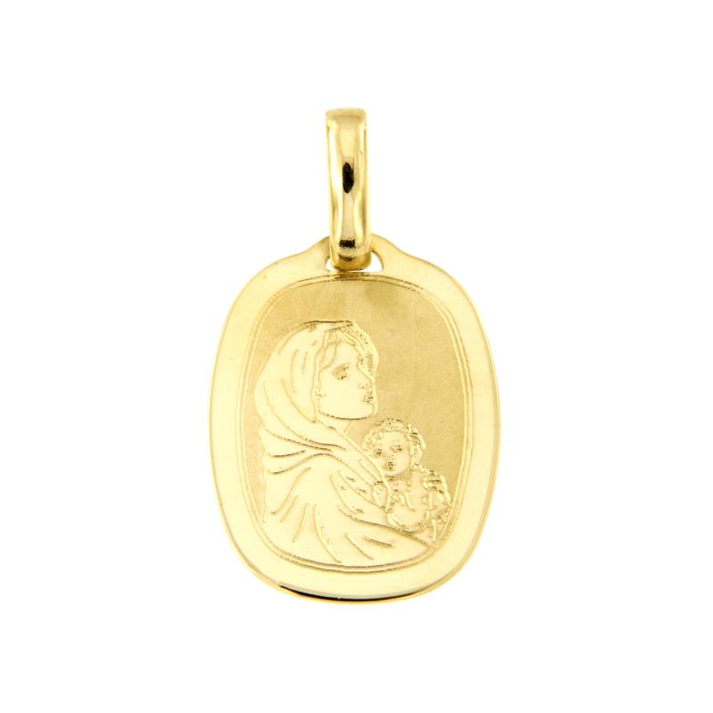 MEDAGLIA RELIGIOSA ORO GIALLO 750/1000 MADONNA CON BAMBINO - 